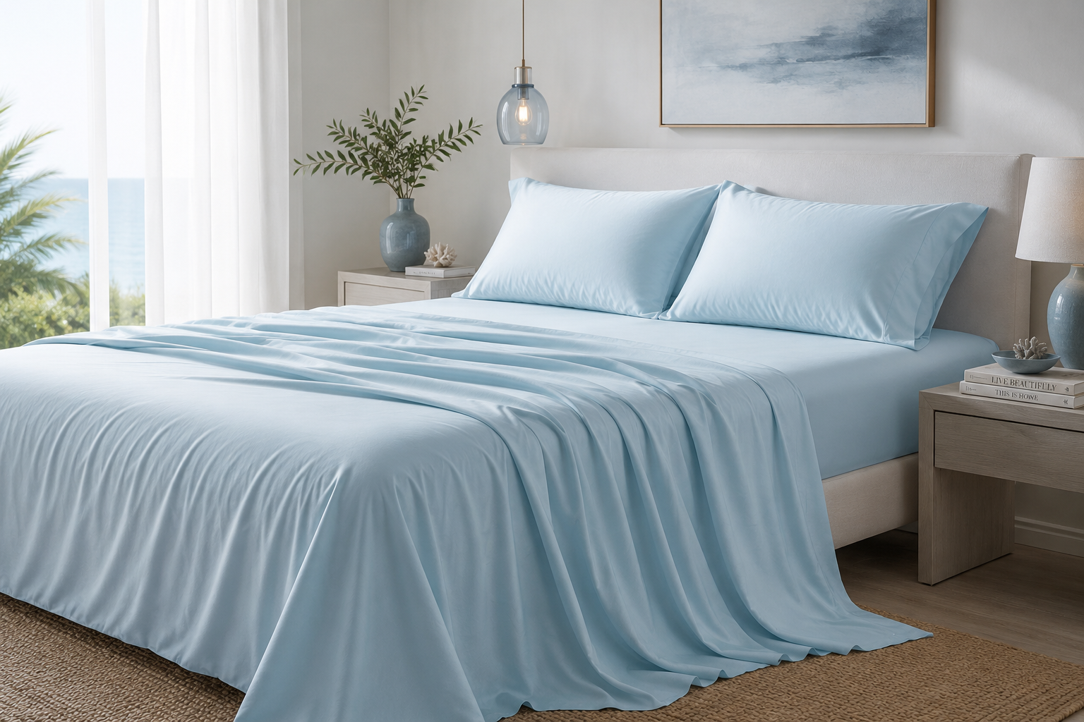Sky Blue Bamboo Bed Sheets