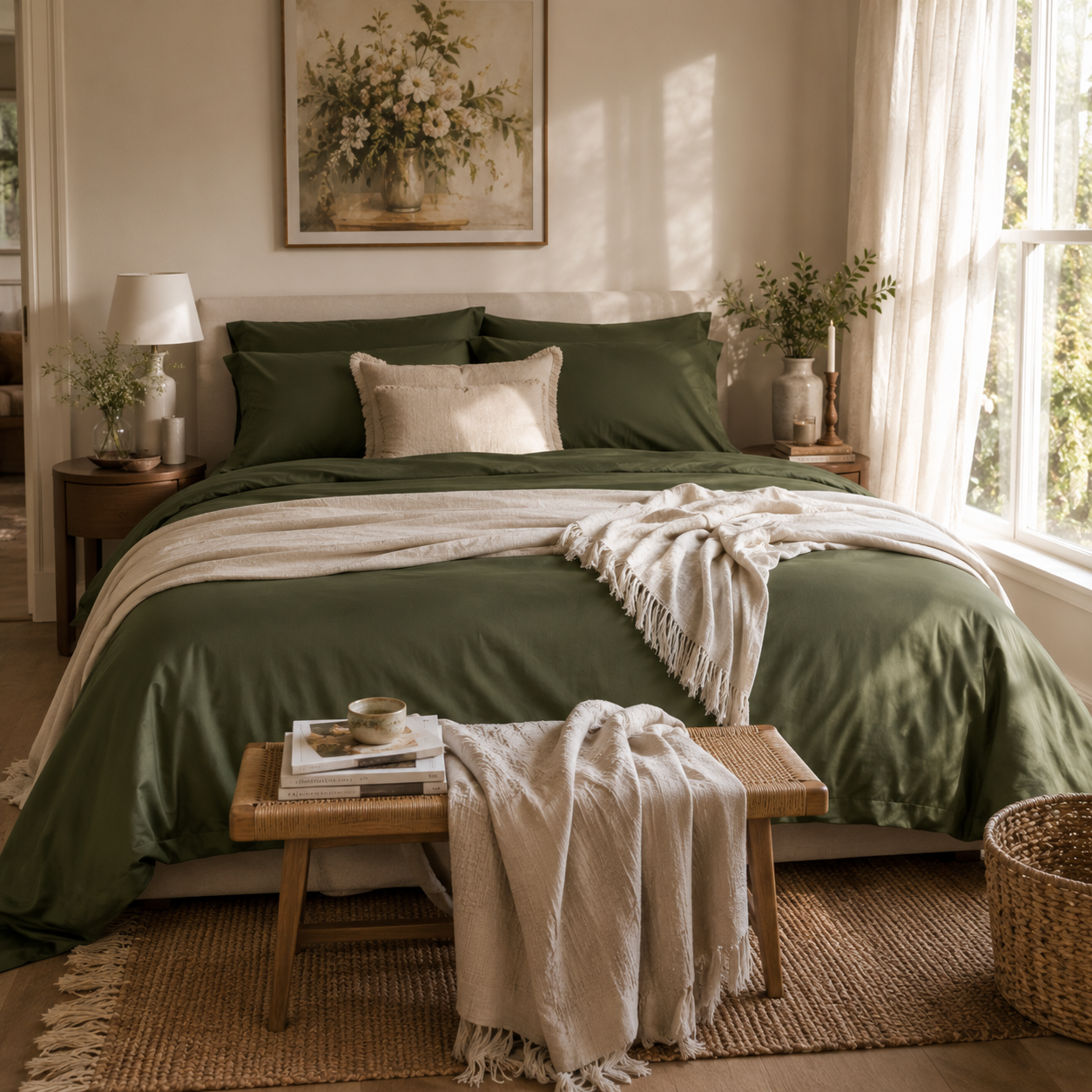 Olive Green Bamboo Sheet Set • King