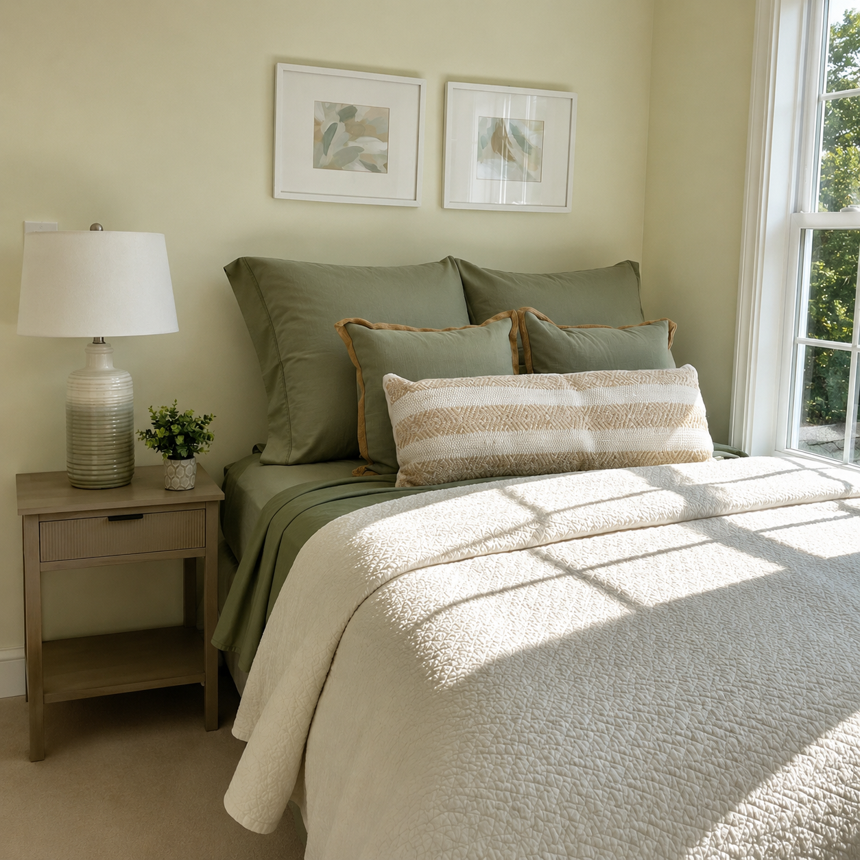 Olive Green Bamboo Sheet Set • Double