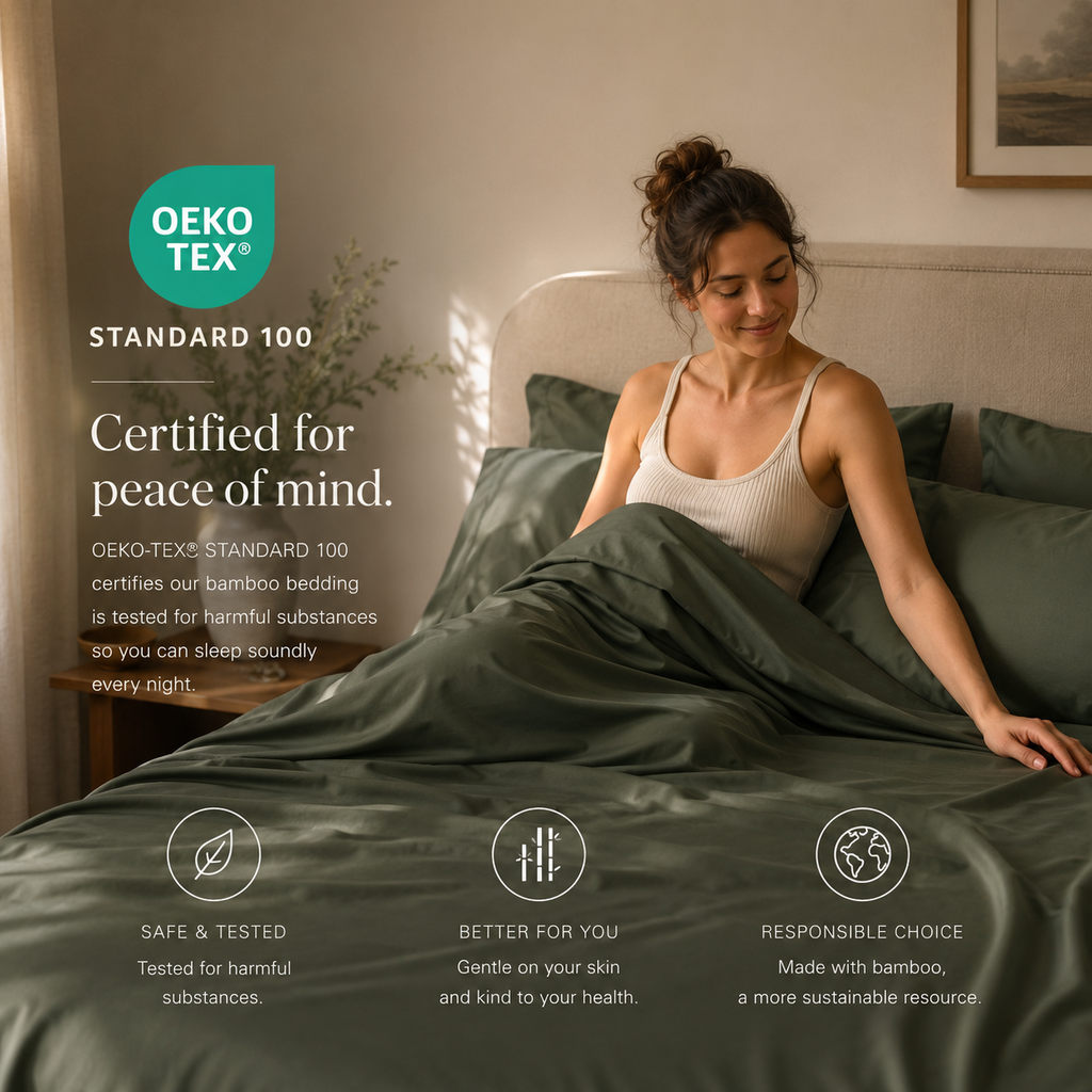Olive Green Bamboo Sheet Set • Super King