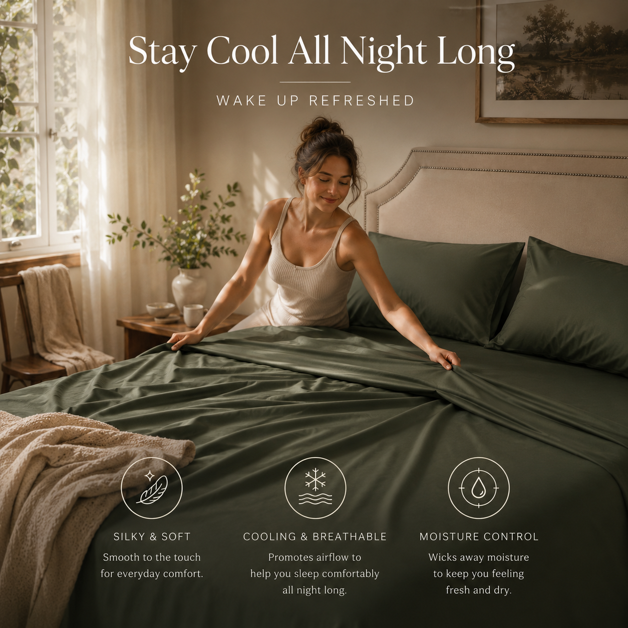 Olive Green Bamboo Sheet Set • Super King