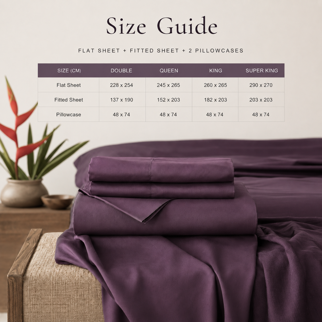 Purple Bamboo Sheet Set • Super King