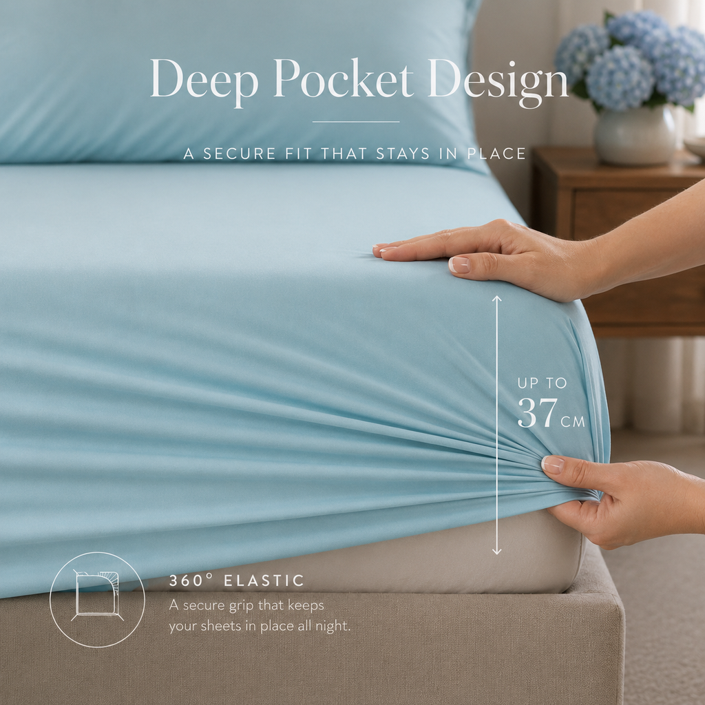 Sky Blue Bamboo Sheet Set • Queen