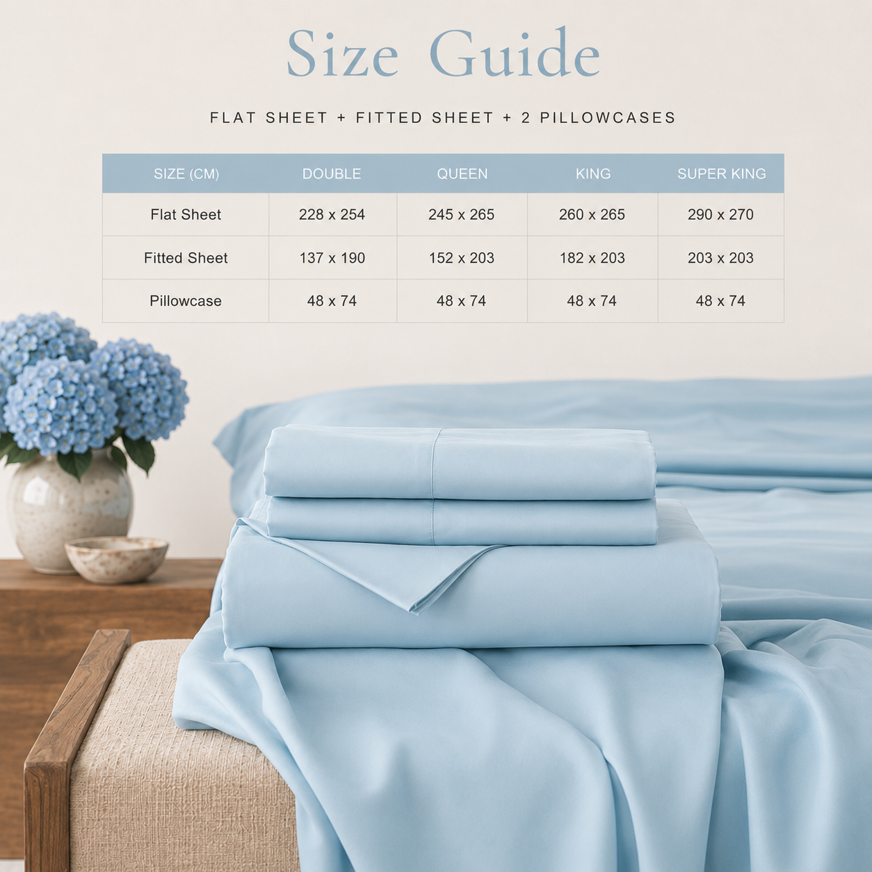 Sky Blue Bamboo Sheet Set • Super King